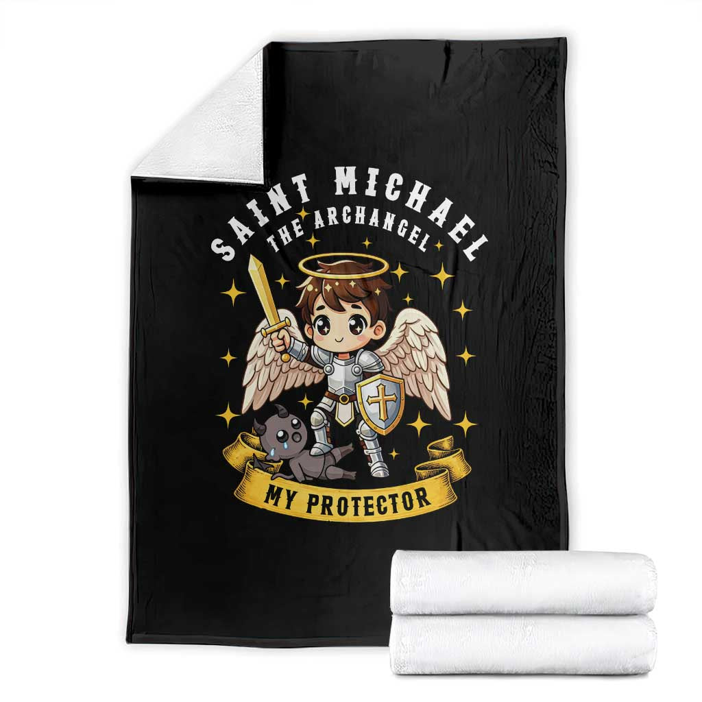 Funny Saint Michael Defeating Satan Throw Blanket Religious Faith Gift TS12 Black Print Your Wear