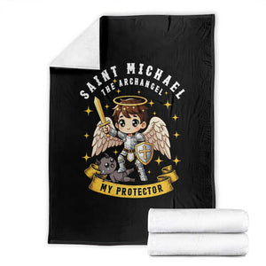 Funny Saint Michael Defeating Satan Throw Blanket Religious Faith Gift TS12 Black Print Your Wear