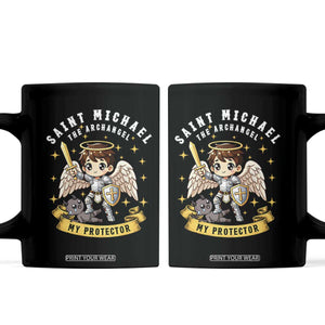 Funny Saint Michael Defeating Satan Coffee Mug Religious Faith Gift TS12 Black Print Your Wear