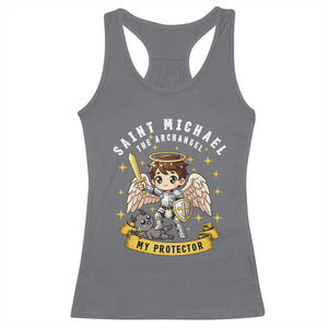 Funny Saint Michael Defeating Satan Racerback Tank Top Religious Faith Gift TS12 Charcoal Print Your Wear