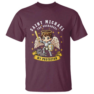 Funny Saint Michael Defeating Satan T Shirt Religious Faith Gift TS12 Maroon Print Your Wear