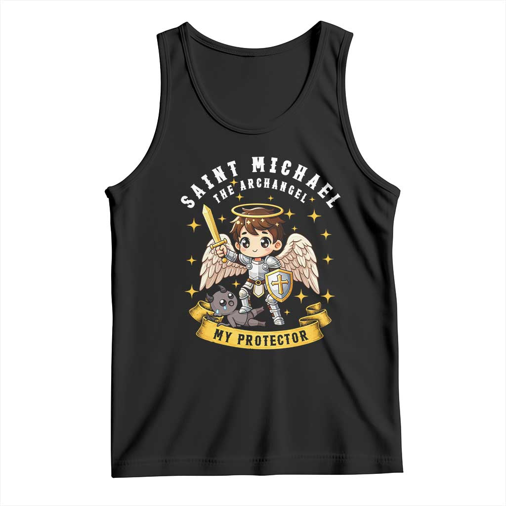 Funny Saint Michael Defeating Satan Tank Top Religious Faith Gift TS12 Black Print Your Wear