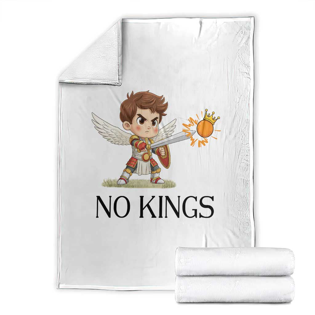 No Kings Throw Blanket Funny Saint Michael Topples The Crown TS12 White Print Your Wear
