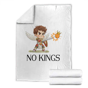 No Kings Throw Blanket Funny Saint Michael Topples The Crown TS12 White Print Your Wear