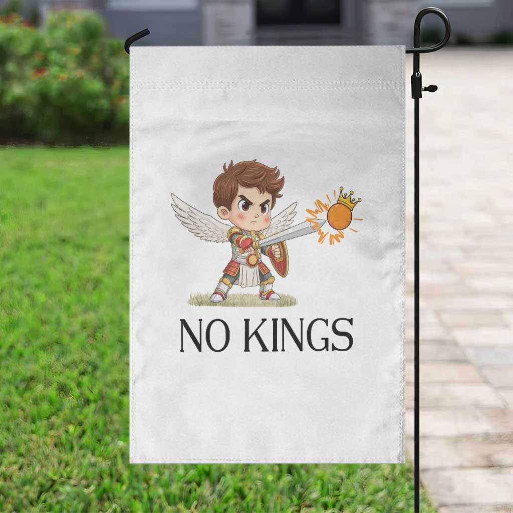 No Kings Garden Flag Funny Saint Michael Topples The Crown TS12 Print Your Wear