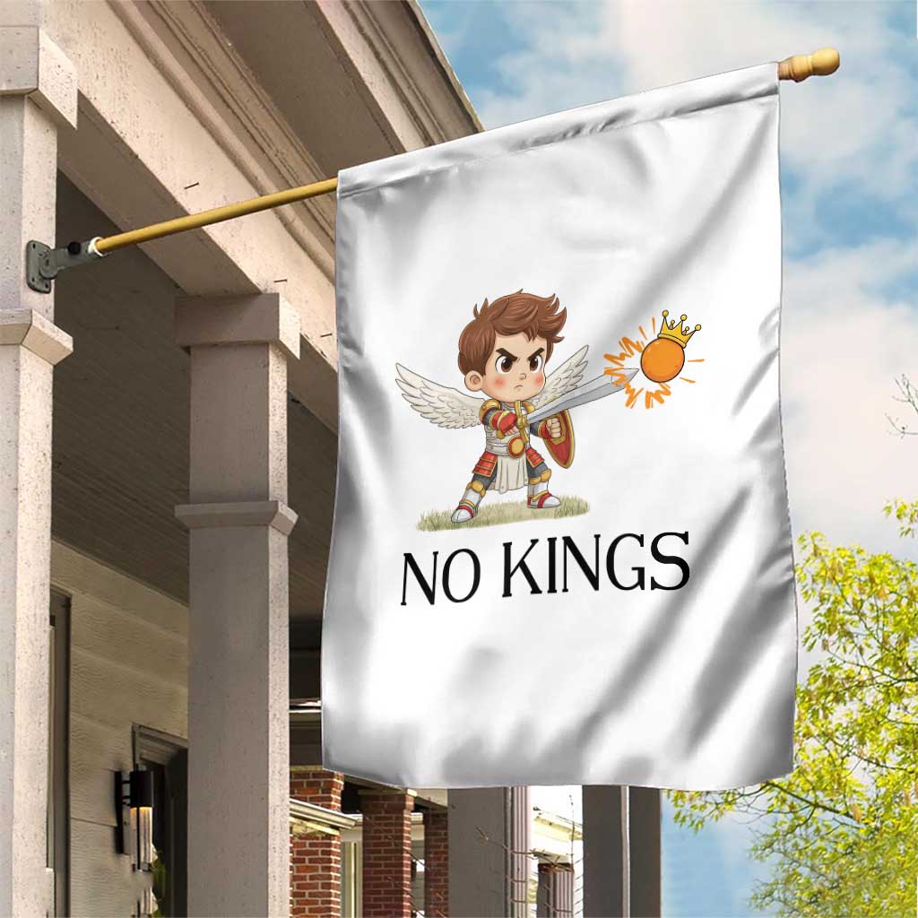 No Kings Garden Flag Funny Saint Michael Topples The Crown TS12 Print Your Wear