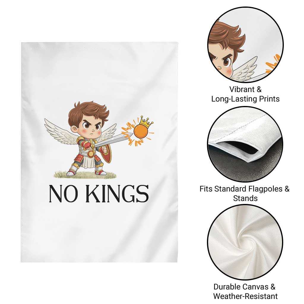 No Kings Garden Flag Funny Saint Michael Topples The Crown TS12 Print Your Wear