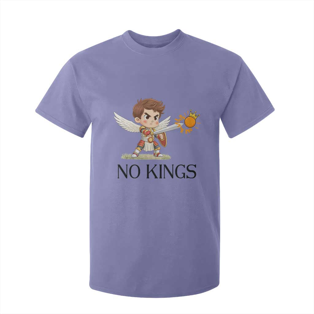 No Kings T Shirt For Kid Funny Saint Michael Topples The Crown TS12 Violet Print Your Wear