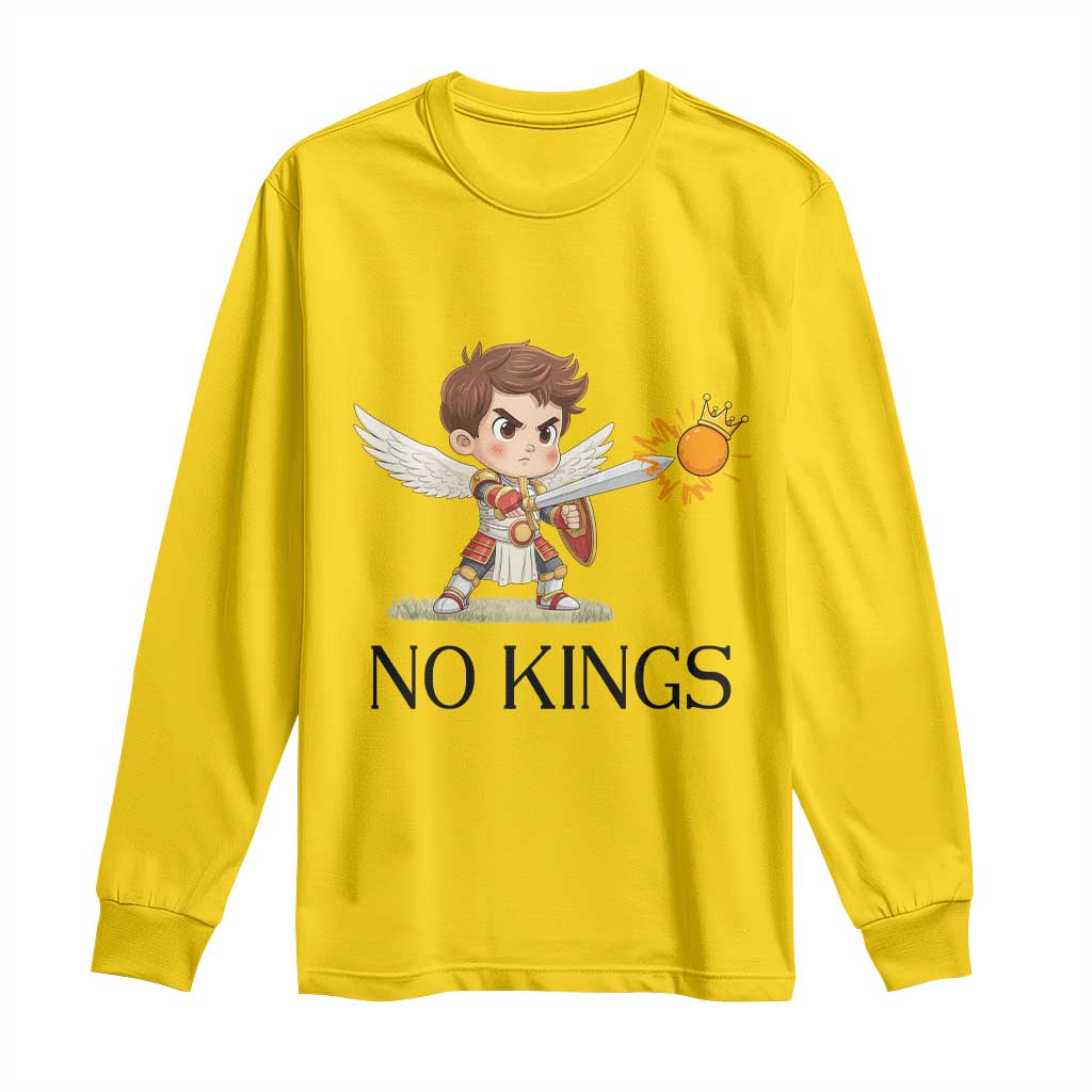 No Kings Long Sleeve Shirt Funny Saint Michael Topples The Crown TS12 Daisy Print Your Wear