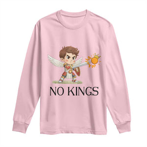 No Kings Long Sleeve Shirt Funny Saint Michael Topples The Crown TS12 Light Pink Print Your Wear