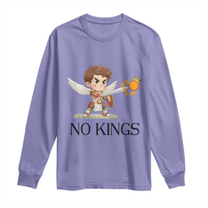 No Kings Long Sleeve Shirt Funny Saint Michael Topples The Crown TS12 Violet Print Your Wear