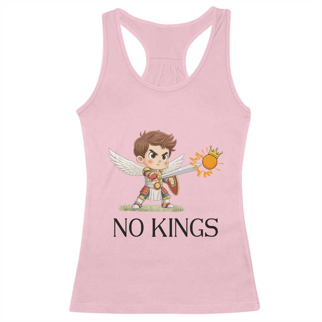 No Kings Racerback Tank Top Funny Saint Michael Topples The Crown TS12 Light Pink Print Your Wear