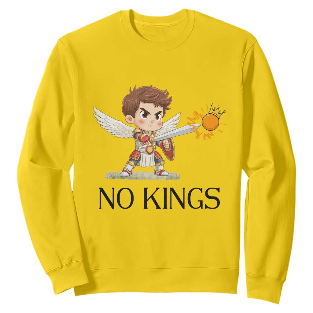 No Kings Sweatshirt Funny Saint Michael Topples The Crown TS12 Daisy Print Your Wear