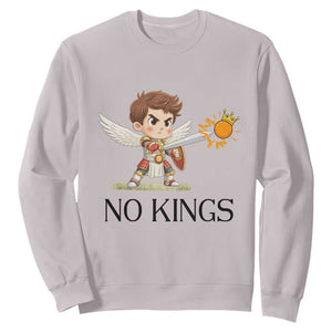 No Kings Sweatshirt Funny Saint Michael Topples The Crown TS12 Ice Gray Print Your Wear