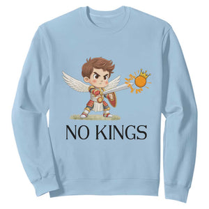 No Kings Sweatshirt Funny Saint Michael Topples The Crown TS12 Light Blue Print Your Wear