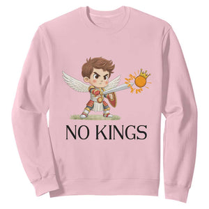 No Kings Sweatshirt Funny Saint Michael Topples The Crown TS12 Light Pink Print Your Wear