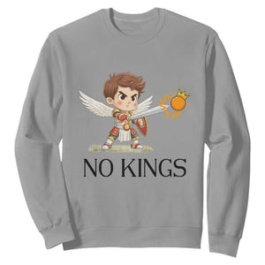 No Kings Sweatshirt Funny Saint Michael Topples The Crown TS12 Sport Gray Print Your Wear