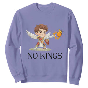 No Kings Sweatshirt Funny Saint Michael Topples The Crown TS12 Violet Print Your Wear