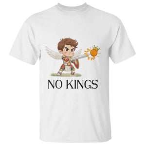 No Kings T Shirt Funny Saint Michael Topples The Crown TS12 White Print Your Wear