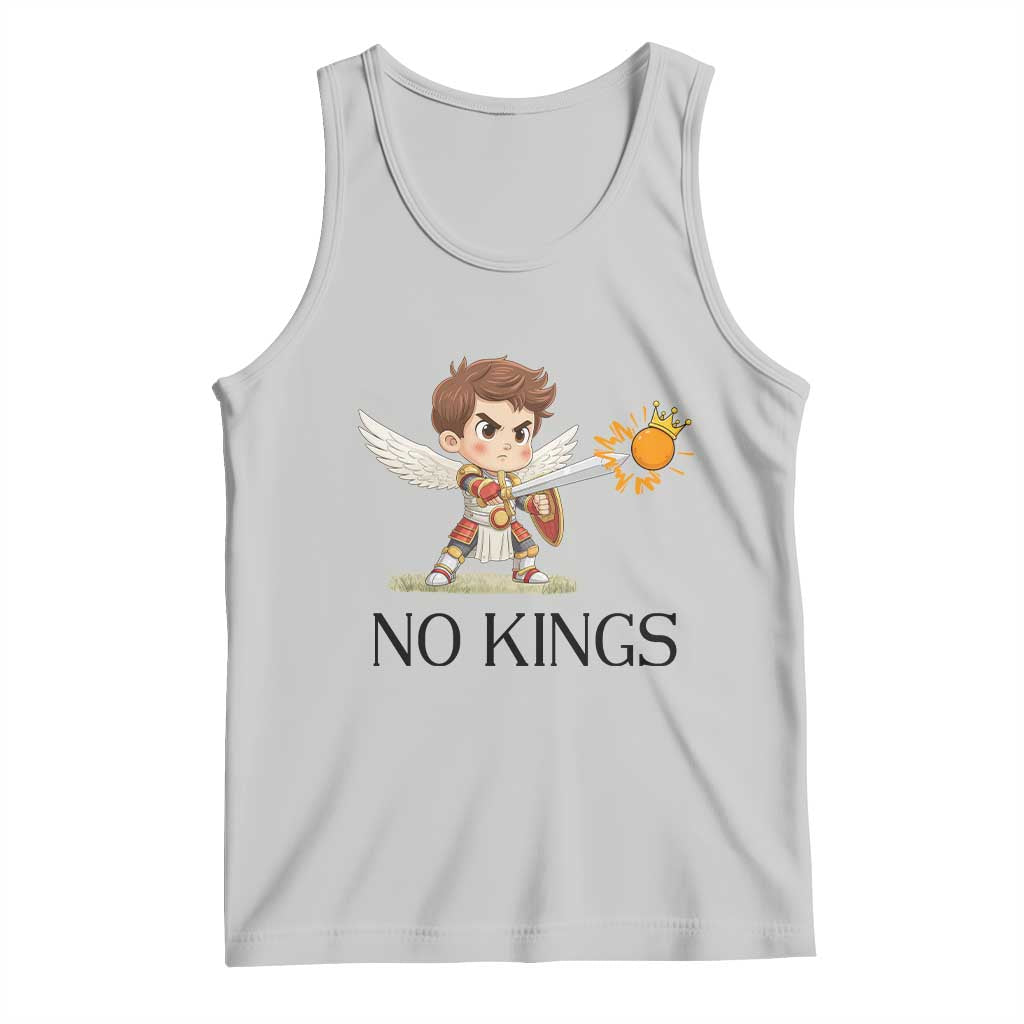 No Kings Tank Top Funny Saint Michael Topples The Crown TS12 Ash Print Your Wear