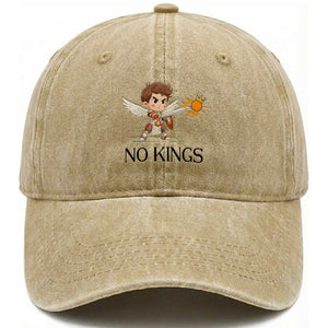 No Kings Washed Cotton Baseball Cap Funny Saint Michael Topples The Crown TS12 Print Your Wear