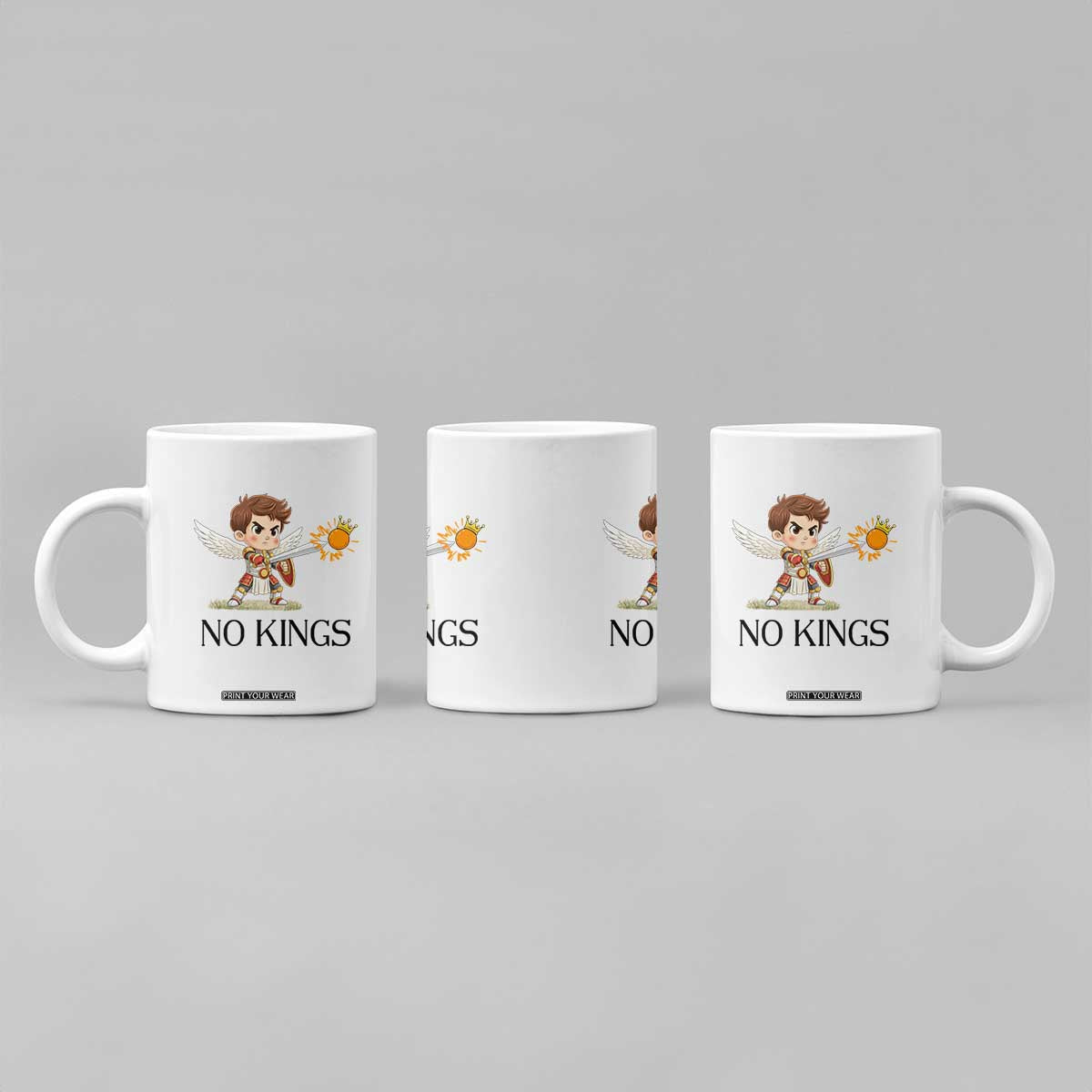 No Kings Coffee Mug Funny Saint Michael Topples The Crown TS12 Print Your Wear