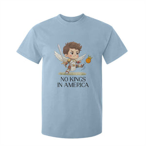 No Kings In America T Shirt For Kid Funny Saint Michael Kicking Crown TS12 Light Blue Print Your Wear