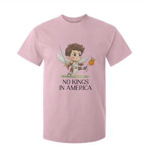 No Kings In America T Shirt For Kid Funny Saint Michael Kicking Crown TS12 Light Pink Print Your Wear