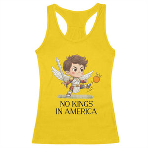 No Kings In America Racerback Tank Top Funny Saint Michael Kicking Crown TS12 Daisy Print Your Wear