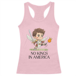No Kings In America Racerback Tank Top Funny Saint Michael Kicking Crown TS12 Light Pink Print Your Wear