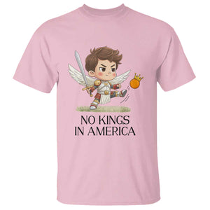 No Kings In America T Shirt Funny Saint Michael Kicking Crown TS12 Light Pink Print Your Wear