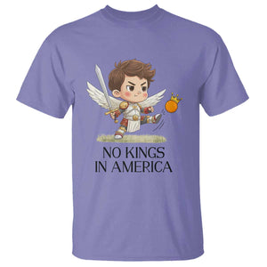 No Kings In America T Shirt Funny Saint Michael Kicking Crown TS12 Violet Print Your Wear