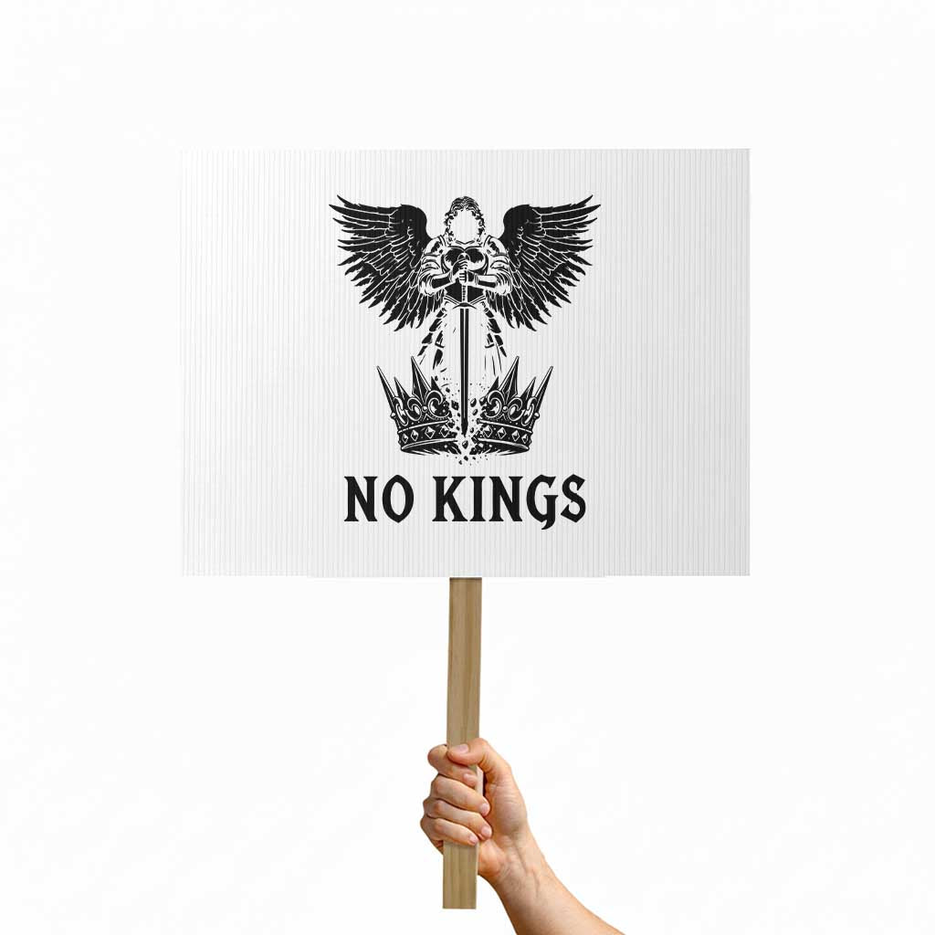 No Kings Protest Sign St Michael Archangel Victory Over Tyranny TS12 Horizontal 18