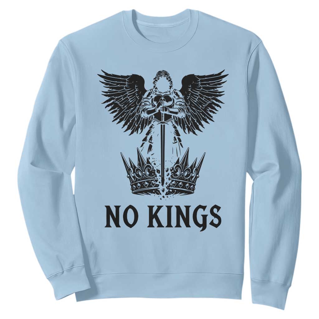 No Kings Sweatshirt St Michael Archangel Victory Over Tyranny TS12 Light Blue Print Your Wear