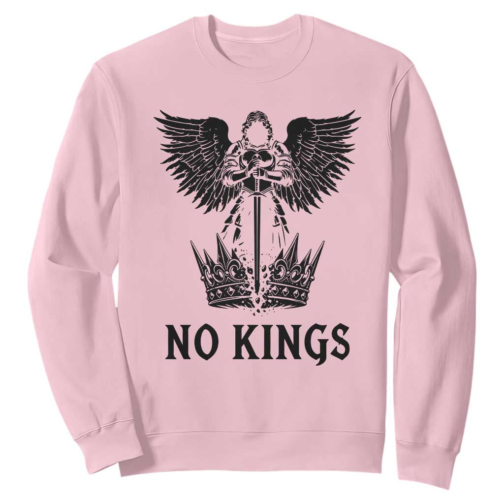 No Kings Sweatshirt St Michael Archangel Victory Over Tyranny TS12 Light Pink Print Your Wear