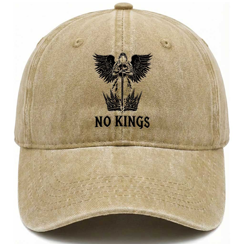 No Kings Washed Cotton Baseball Cap St Michael Archangel Victory Over Tyranny TS12 Print Your Wear
