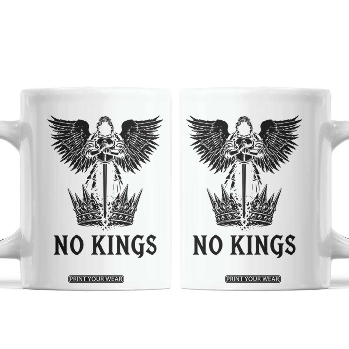 No Kings Coffee Mug St Michael Archangel Victory Over Tyranny TS12 White Print Your Wear