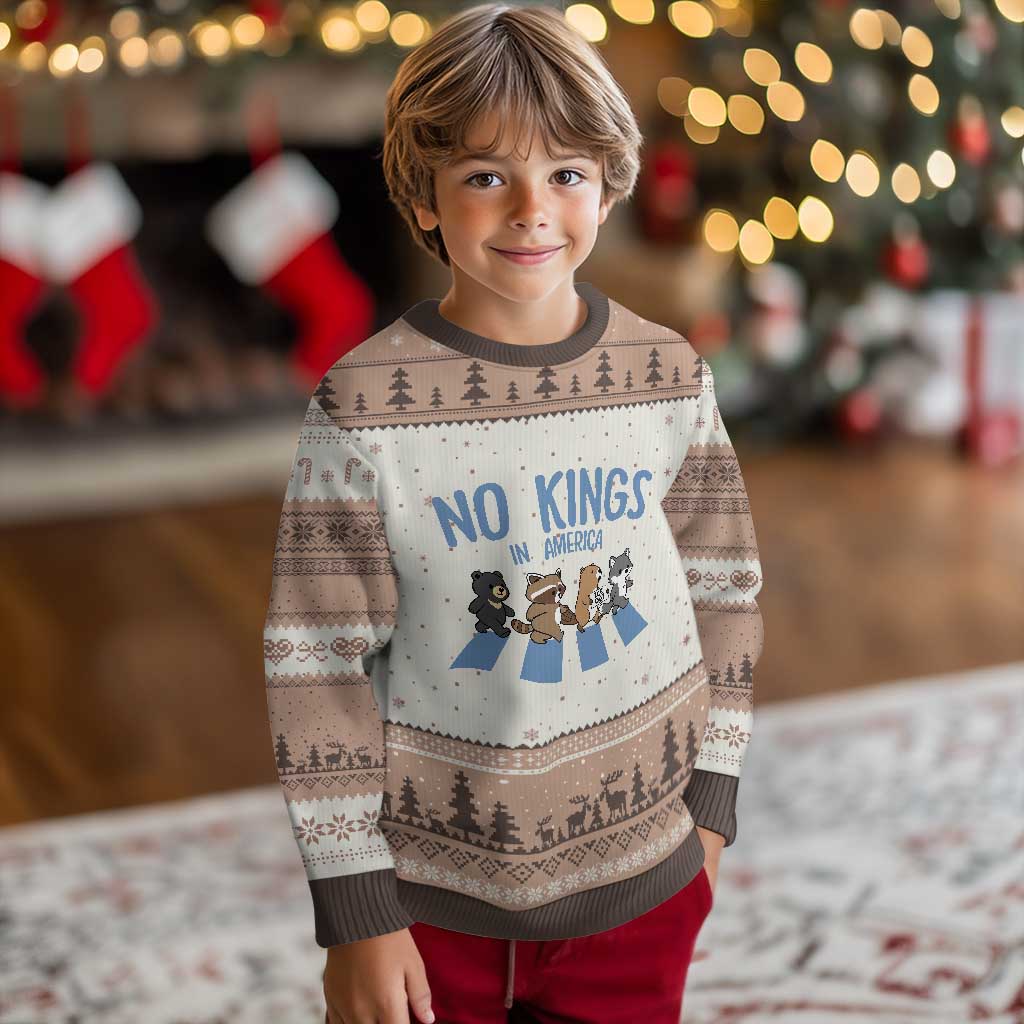 Funny No Kings Cute Forest Animals Ugly Christmas Sweater Gift For Animal Lovers TS12 Mocha Mousse Print Your Wear