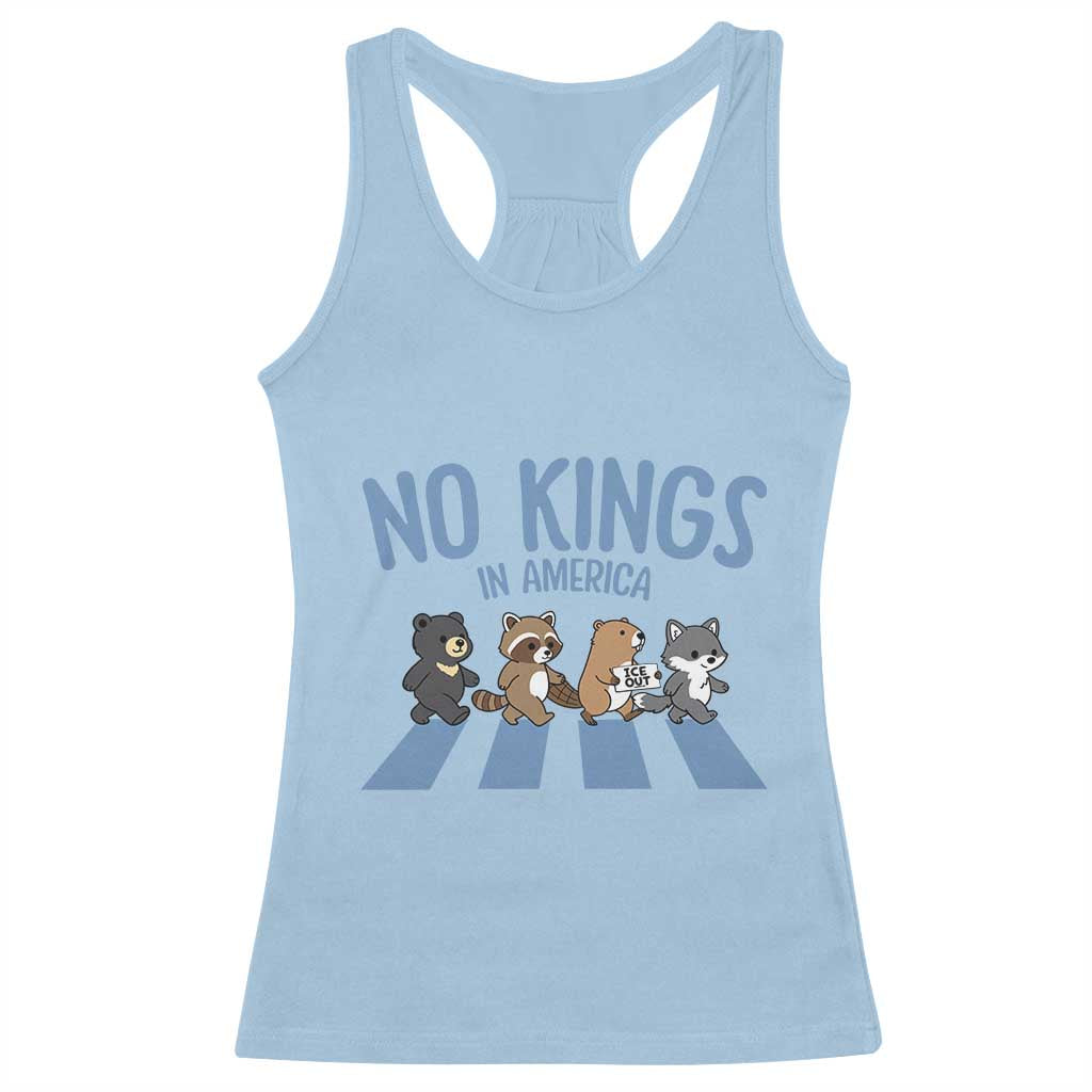 Funny No Kings Cute Forest Animals Racerback Tank Top Gift For Animal Lovers TS12 Light Blue Print Your Wear