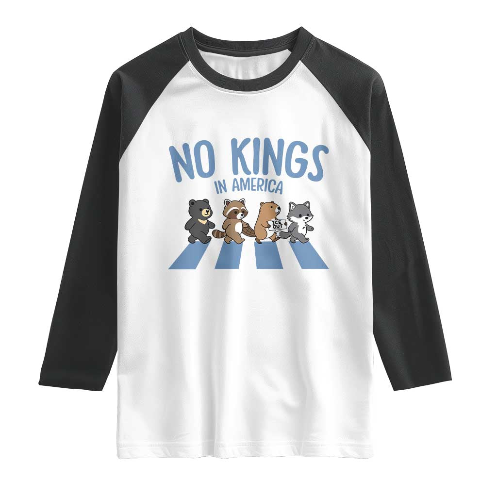 Funny No Kings Cute Forest Animals Raglan Shirt Gift For Animal Lovers TS12 White Black Print Your Wear