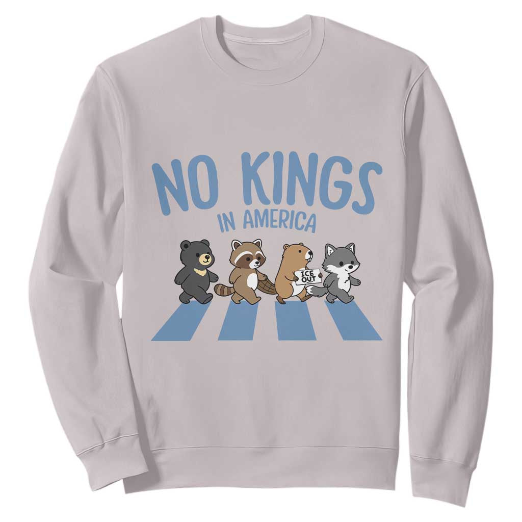 Funny No Kings Cute Forest Animals Sweatshirt Gift For Animal Lovers TS12 Ice Gray Print Your Wear