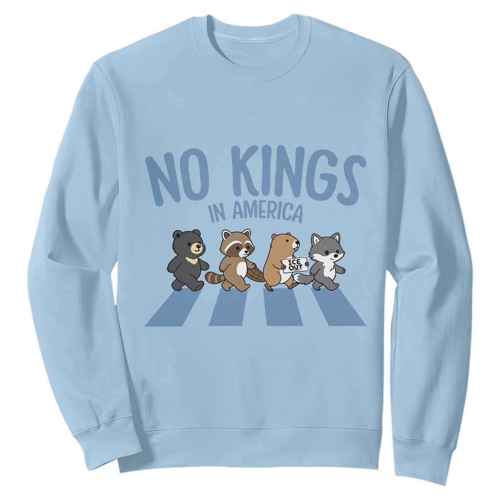 Funny No Kings Cute Forest Animals Sweatshirt Gift For Animal Lovers TS12 Light Blue Print Your Wear