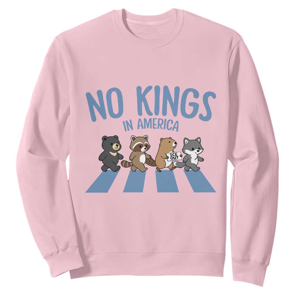 Funny No Kings Cute Forest Animals Sweatshirt Gift For Animal Lovers TS12 Light Pink Print Your Wear