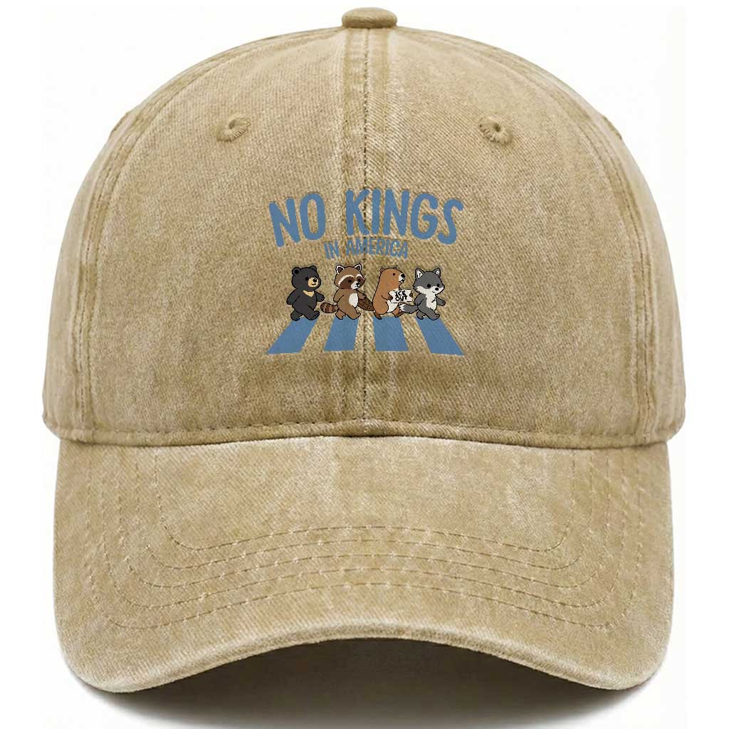 Funny No Kings Cute Forest Animals Washed Cotton Baseball Cap Gift For Animal Lovers TS12 Print Your Wear