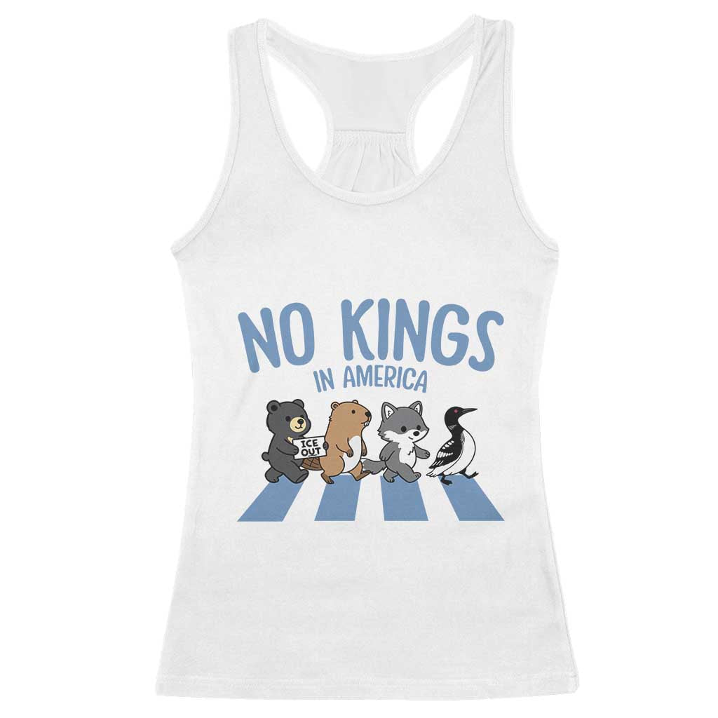Funny Political No Kings In America Racerback Tank Top Gift For Animal Lovers TS12 White Print Your Wear