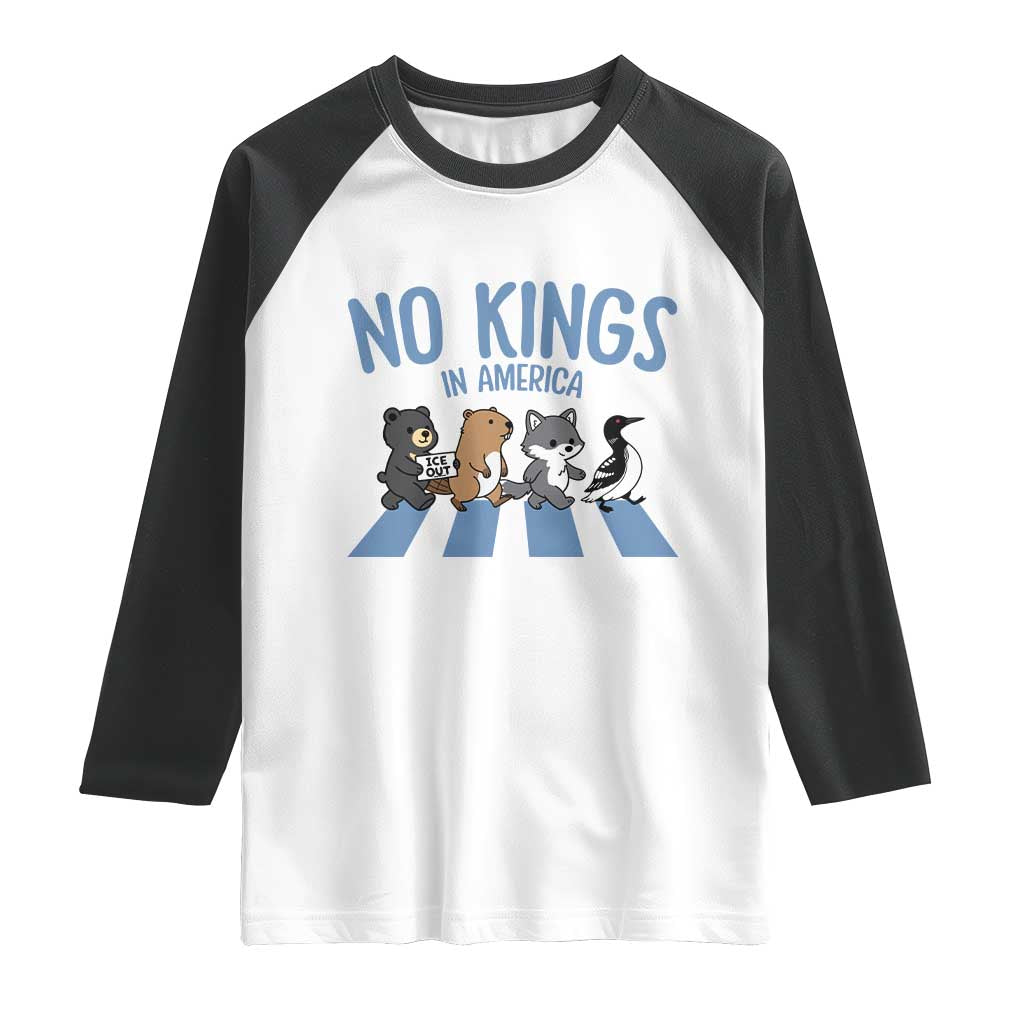 Funny Political No Kings In America Raglan Shirt Gift For Animal Lovers TS12 White Black Print Your Wear