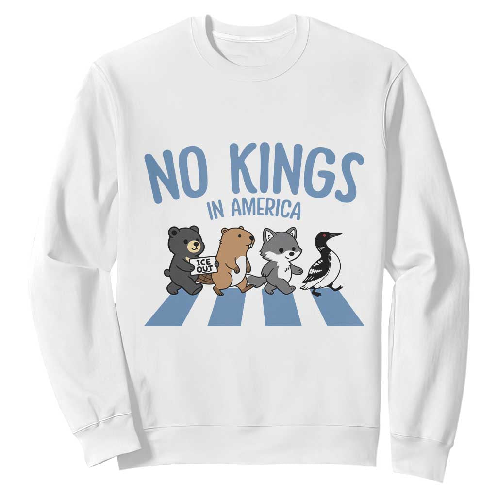 Funny Political No Kings In America Sweatshirt Gift For Animal Lovers TS12 White Print Your Wear