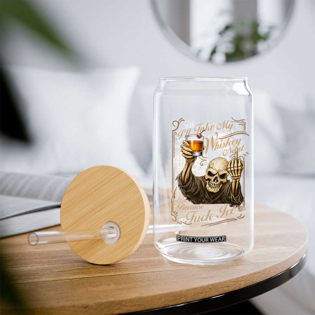 Skeleton Whiskey Glass Can I Will Take My Whiskey Neat No Ice TS12 Print Your Wear