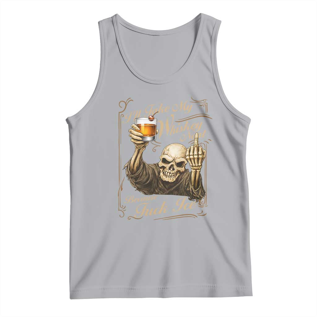Skeleton Whiskey Tank Top I Will Take My Whiskey Neat No Ice TS12 Athletic Heather Print Your Wear