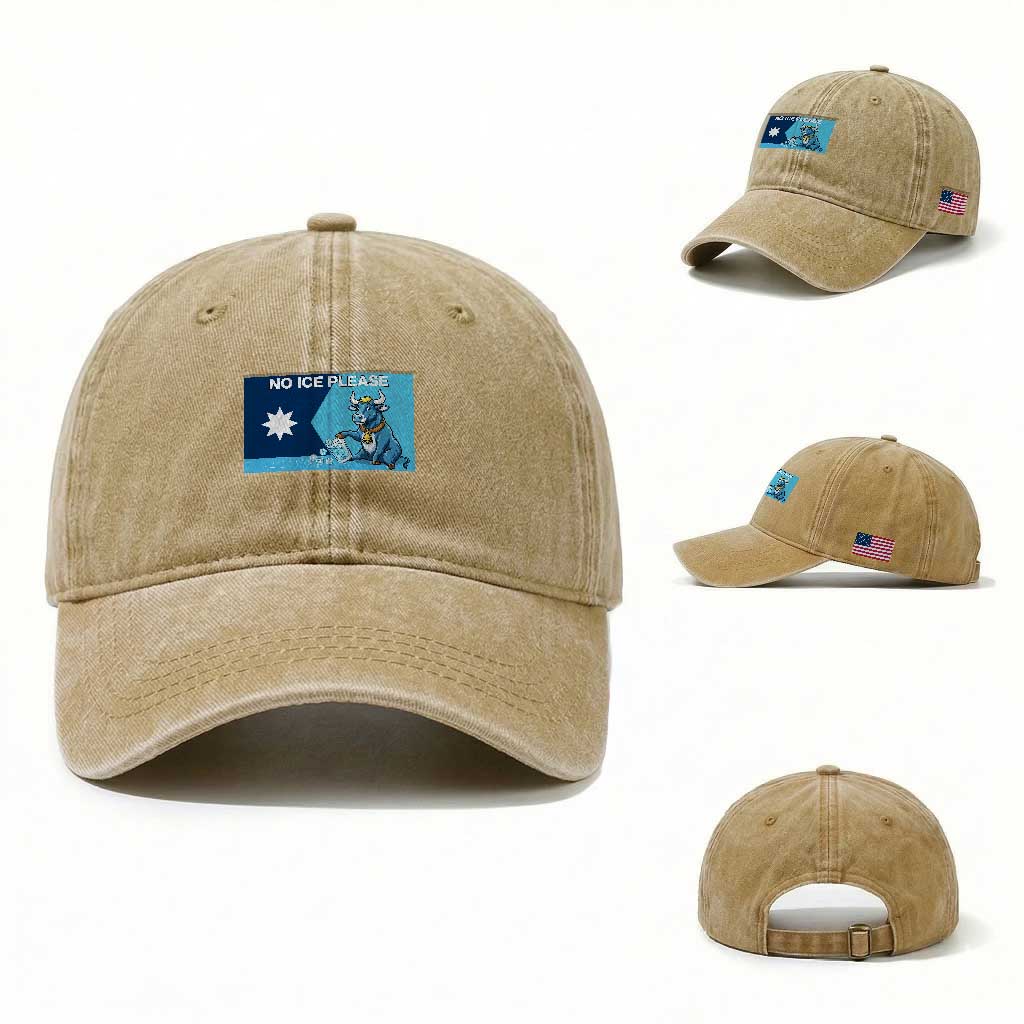 Funny Political Folklore Babe The Blue Ox Washed Cotton Baseball Cap No Ice Please TS12 Washed Cap Universal Fit Khaki Print Your Wear